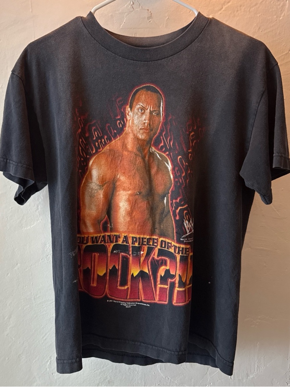 Vintage 2001 WWE The Rock graphic tee